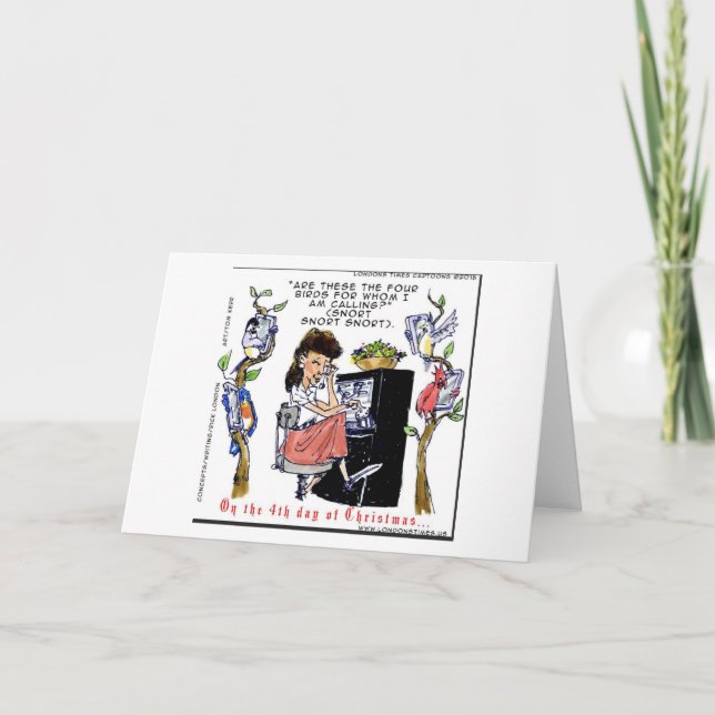 Rick London Ernestine Calling Birds Xmas Card (Front)