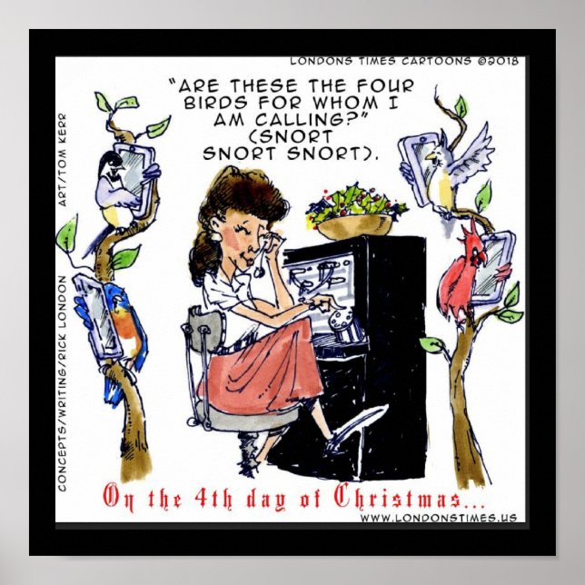 Rick London Ernestine Calling Birds Xmas Poster (Front)