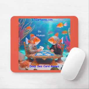 Rick London Fish Playing "Go Fish" Card Game Comic Mouse Pad
