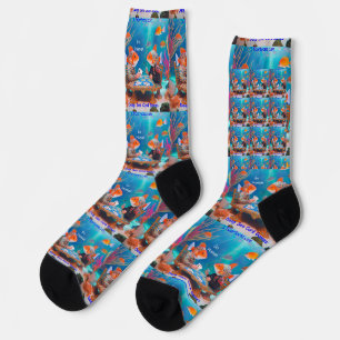 Rick London Fish Playing "Go Fish" Card Game Comic Socks