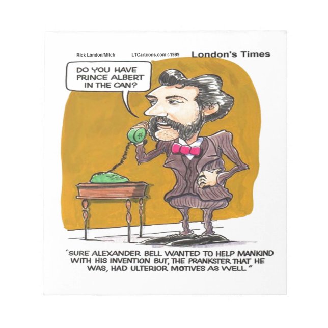 Rick London Funny Alexander Bell Phone Prank Notepad (Front)