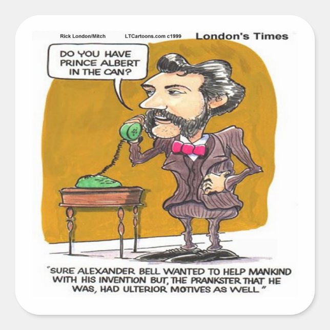 Rick London Funny Alexander Bell Phone Prank Square Sticker (Front)