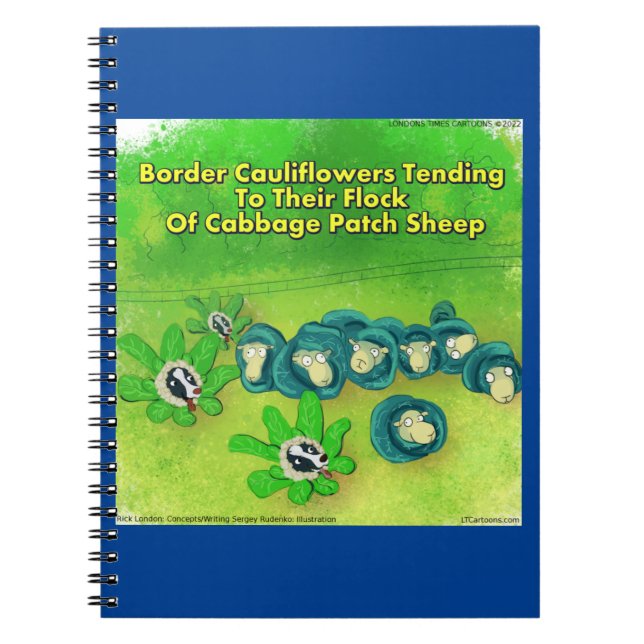 Rick London Funny Border Collie Flower Comic  Notebook (Front)