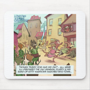 Rick London Funny Cats Vs Dogs Cartoon Mouse Pad