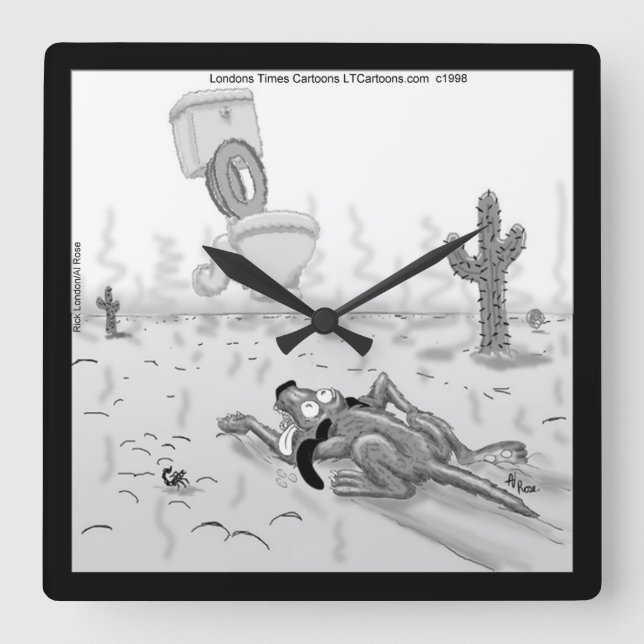 Rick London Funny Chien Mirage Carré Horloge mural (Recto)