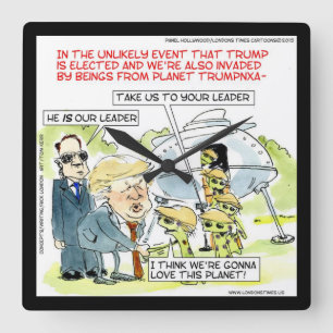 Rick London Funny Planet Trump Carré Wall Horloge