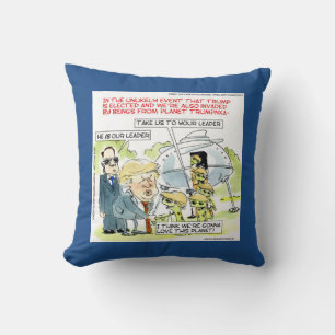 Rick London Funny Planet Trump Coussin de jet en c
