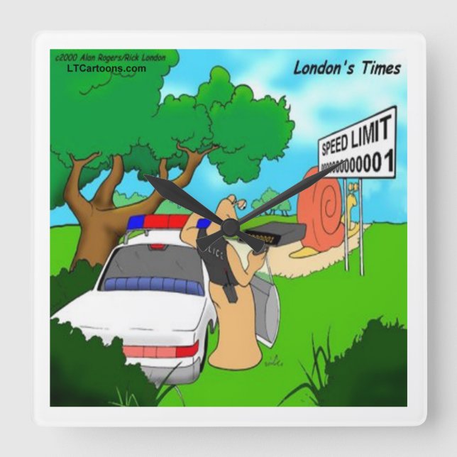 Rick London Funny Slug Traffic Cop Wall Clock (Front)