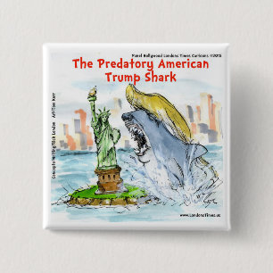 Rick London Funny Trump Shark 2 Inch Square Button