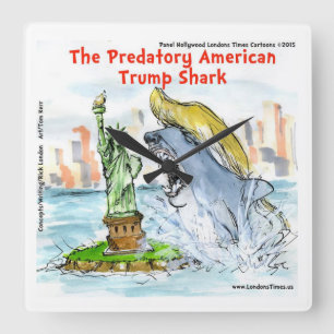 Rick London Funny Trump Shark Square Wall Clock