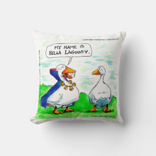 Rick London Funny Vampire Goose Wearing Bells  Throw Pillow