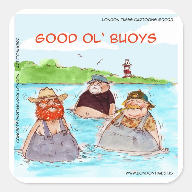 Rick London Good Ol' Buoys Funny Comic Square Sticker (Front)