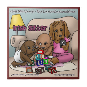 Rick London Irish Setter Cartoon Ceramic Tile