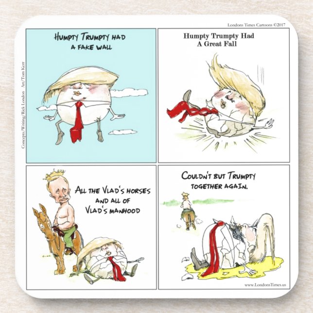 Rick London "Trumpty Dumpty" Funny Trump Gift Coaster (Front)