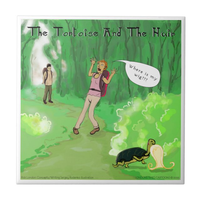 Rick London Turtle And The Wig Hair Funny Tile (Front)