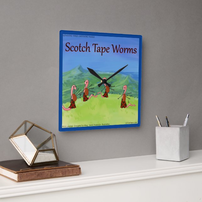 Rick London Worms From Scotland Funny Square Wall Clock (Office)