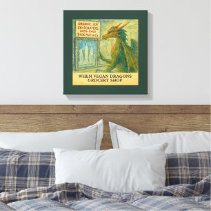 Rick London's Vegan Dragon Grocery Shopping Funny Canvas Print