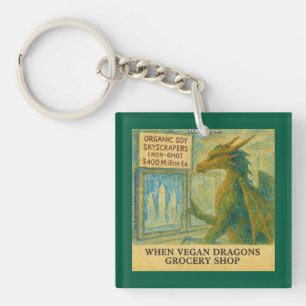 Rick London's Vegan Dragon Grocery Shopping Funny Keychain