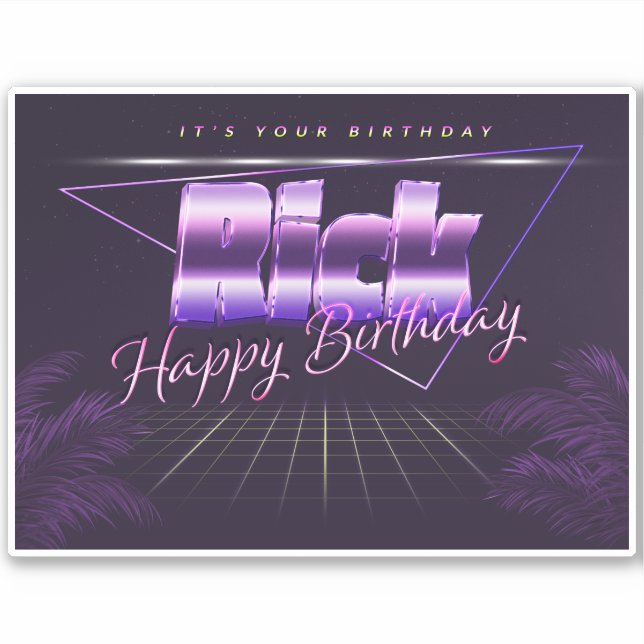 Rick Name First name lila retro Sticker Birthday (Front)