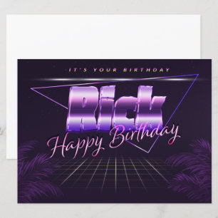 Rick Name Prénom lila retro Carte Anniversaire