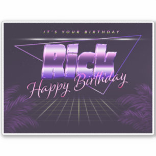 Rick Name Vorname lila retro Sticker Geburtstag