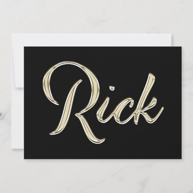 Rick Name white gold Handwriting Card (Front)