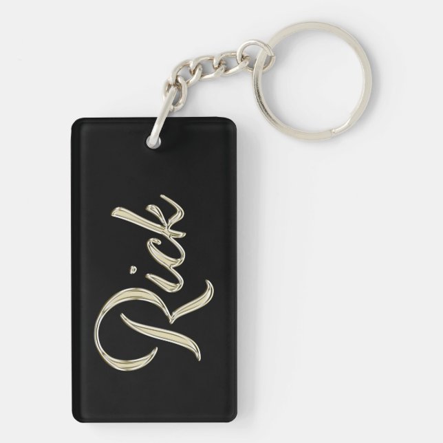 Rick Name white gold keychain pendant (Back)