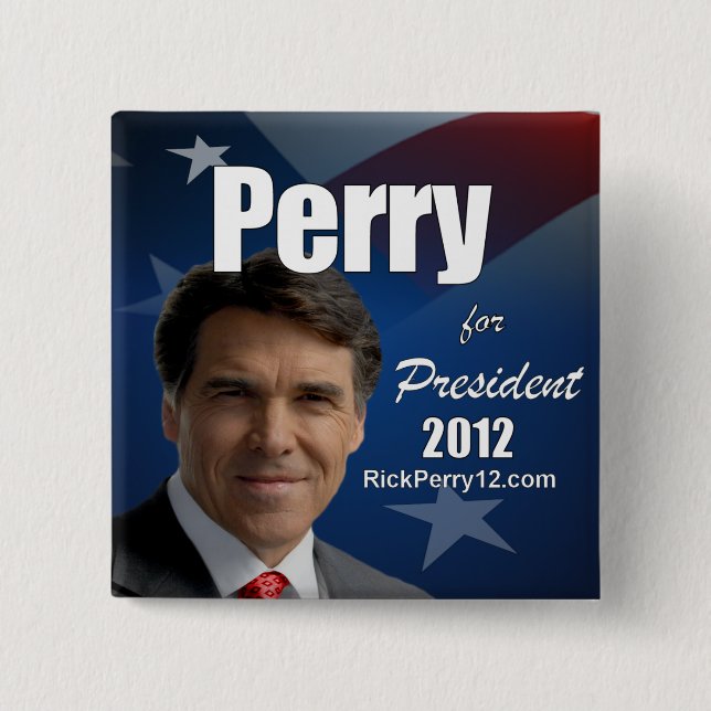 Rick Perry 2012 2 Inch Square Button (Front)