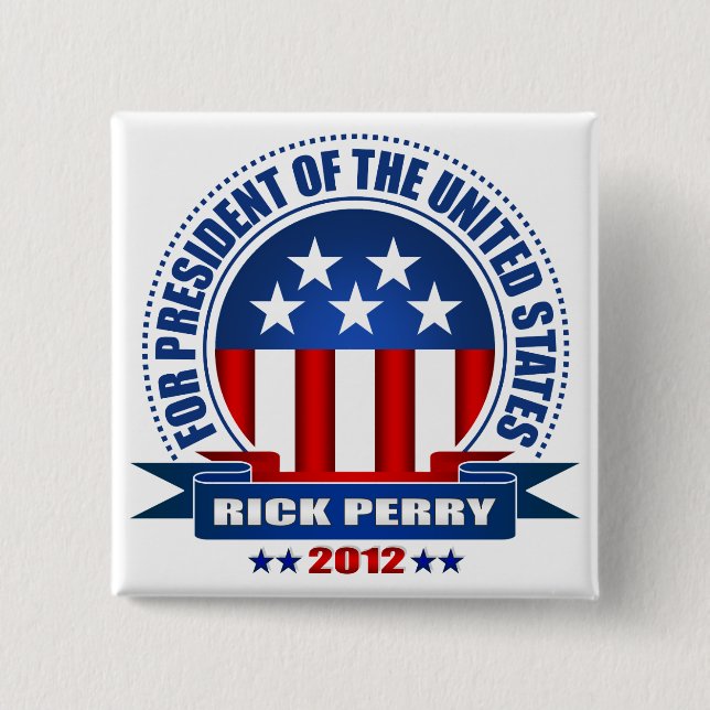 Rick Perry 2 Inch Square Button (Front)