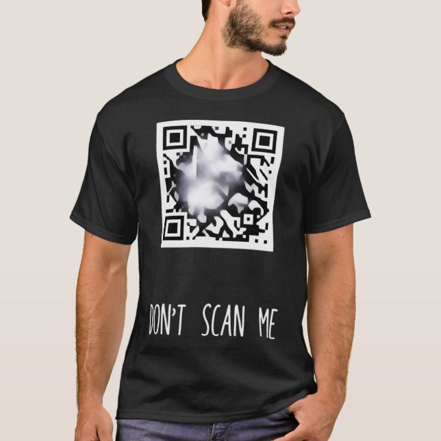 Rick Roll Small Qr Scan Code Funny Joke T-Shirt (Front)