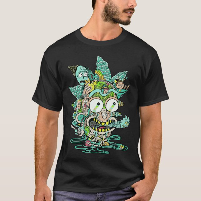 Rick Sanchez Psychedelic Doodle Collage T-Shirt (Front)