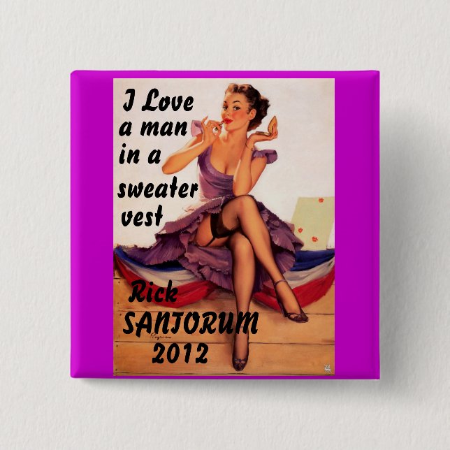 Rick Santorum 2012 2 Inch Square Button (Front)