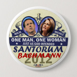Rick Santorum and Michele Bachmann in 2012 4 Inch Round Button
