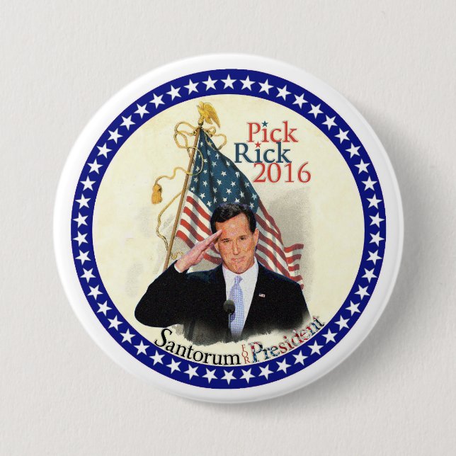 Rick Santorum for President 2016 3 Inch Round Button (Front)