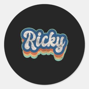 Ricky First Name Boy Vintage Style 70s 80s Persona Classic Round Sticker