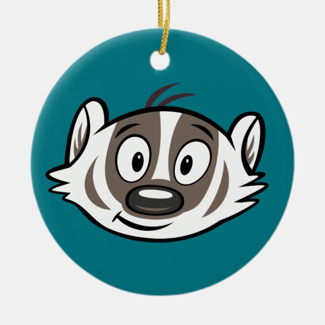 Ricky Raccoon | Boomer Badger Face Ceramic Ornament (Front)