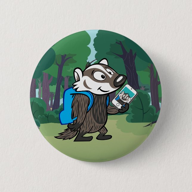 Ricky Raccoon | Boomer Badger Selfie 2 Inch Round Button (Front)
