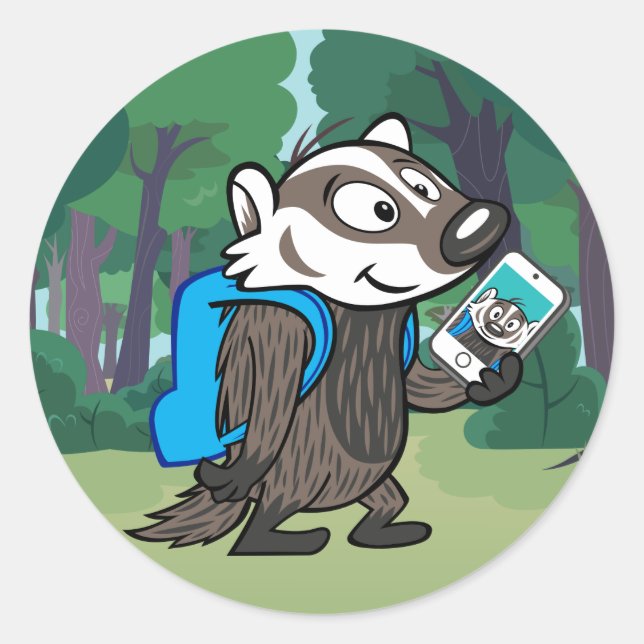 Ricky Raccoon | Boomer Badger Selfie Classic Round Sticker (Front)
