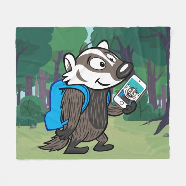 Ricky Raccoon | Boomer Badger Selfie Fleece Blanket (Front (Horizontal))
