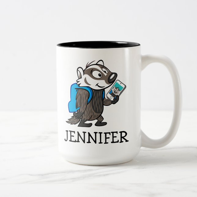 Ricky Raccoon | Boomer Badger Selfie Two-Tone Coffee Mug (Right)