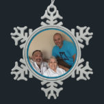 Ricky Trio Photo Template Snowflake Pewter Christmas Ornament<br><div class="desc">Ricky grandma and joaquin Photo Template</div>