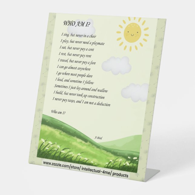 Riddle Art Pedestal Sign (Front)