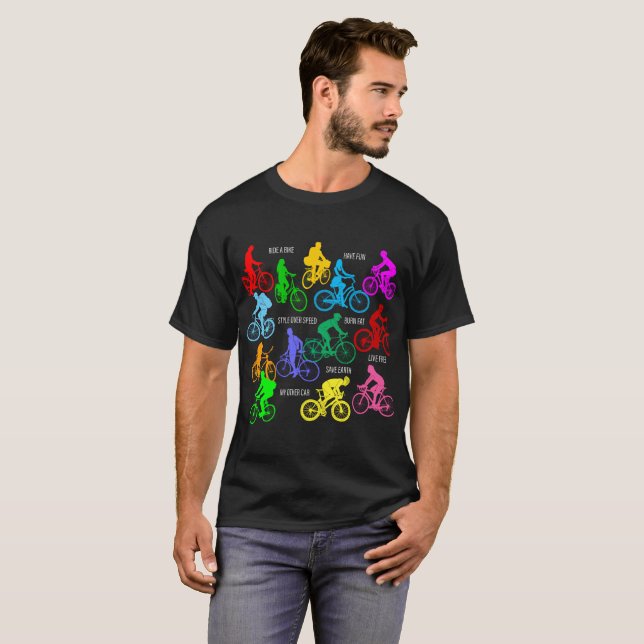 Ride a bike funny colourful elegant T-Shirt (Front Full)
