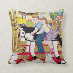 Ride-a-Cock-Horse Throw Pillow