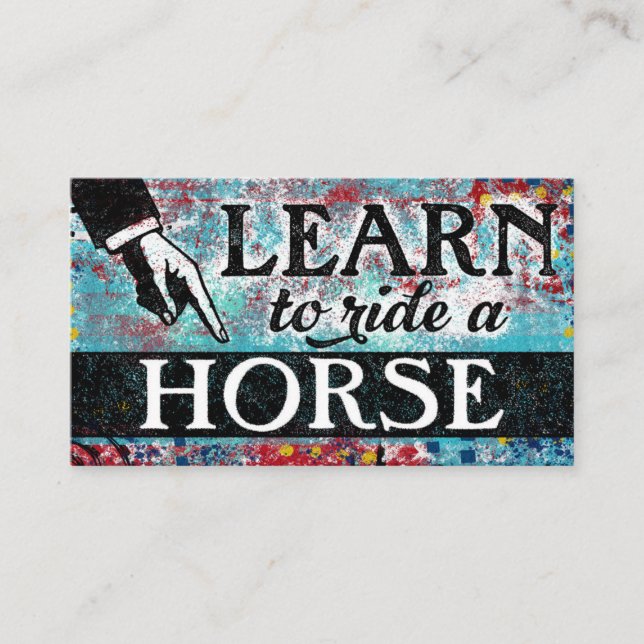 Ride A Horse Lessons - Aqua Blue Business Cards (Front)