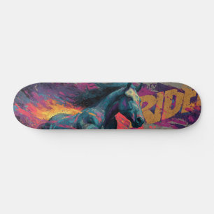 RIDE: Abstract Street Art Mural of a Dynamic Horse Skateboard