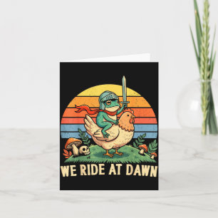 Ride at Dawn Funny Frog Riding Chicken Western Card