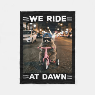 Ride At Dawn Funny Racoon Riding Tricycle Chaotic Fleece Blanket
