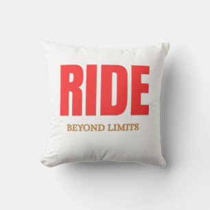 Ride Beyond Limits – Motivational Biker Typography Throw Pillow