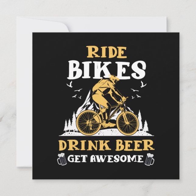 Ride Bikes Drink Beer Bicycle Mountain Bike Gift Invitation (Front)